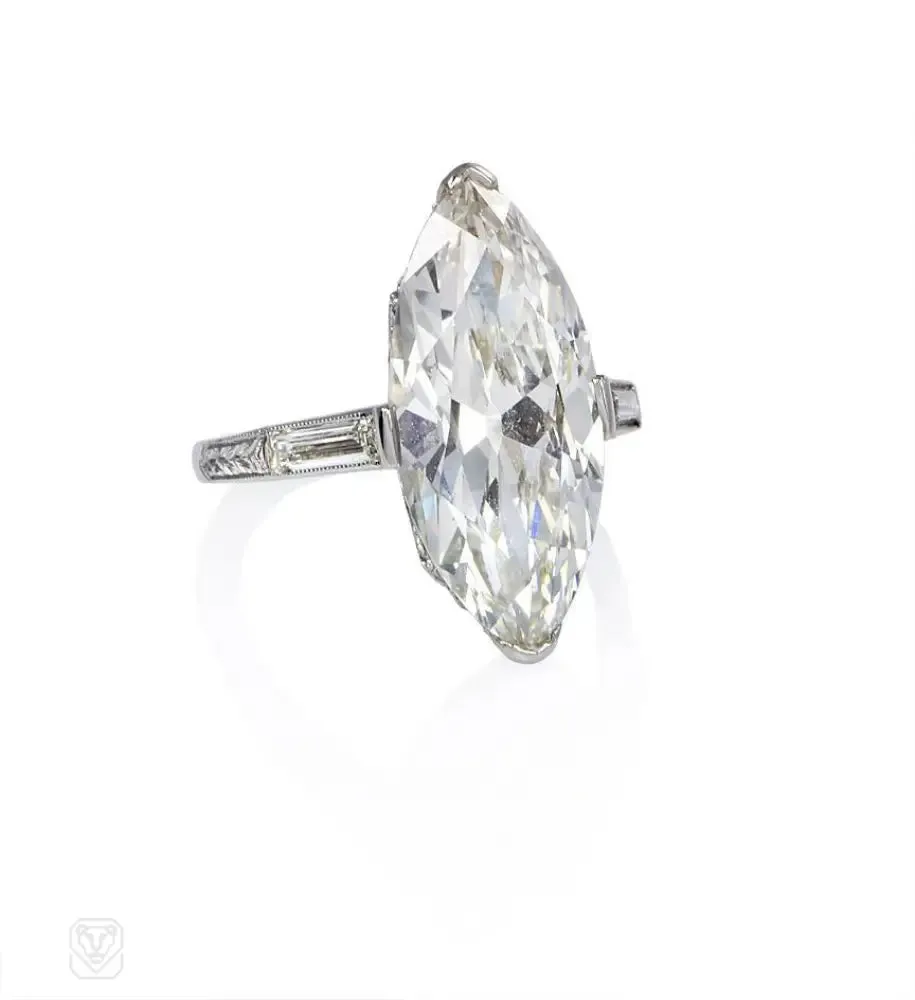 Art Deco marquise diamond engagement ring