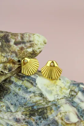 Art Deco Shell Stud Earrings