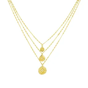 Ashiana JNC00948 Three Line Coin Necklace in Gold