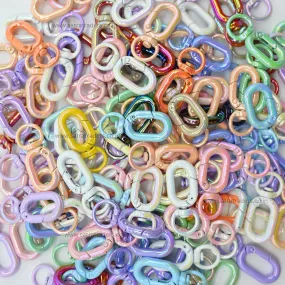 Assorted Candy Color Oval Metal Keychain Key Ring | Size : 38mm | 6pcs
