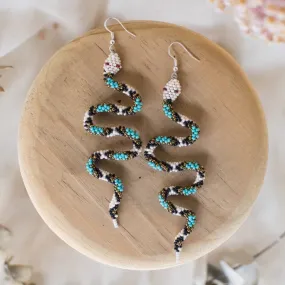 Athena Beaded Snake Earrings - Hand Made Jewelry