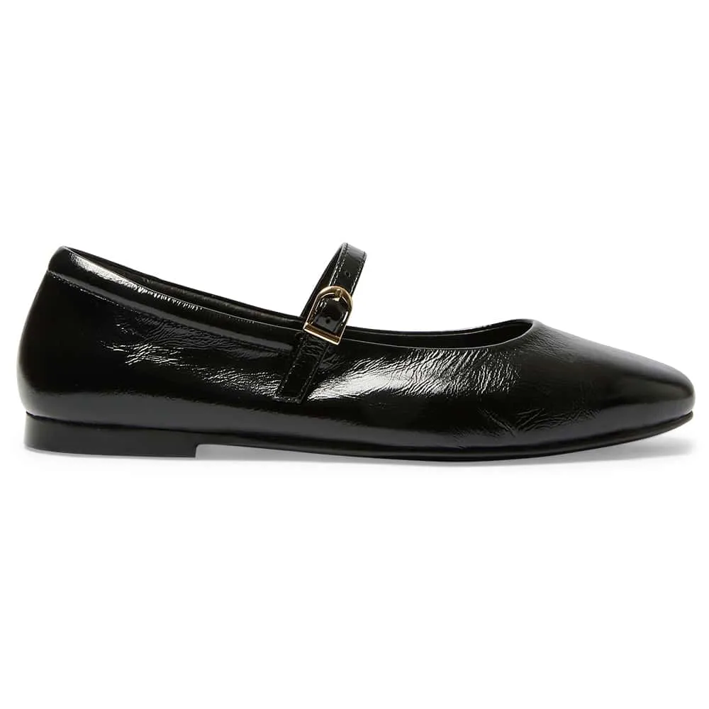 Athena Flat in Black Patent