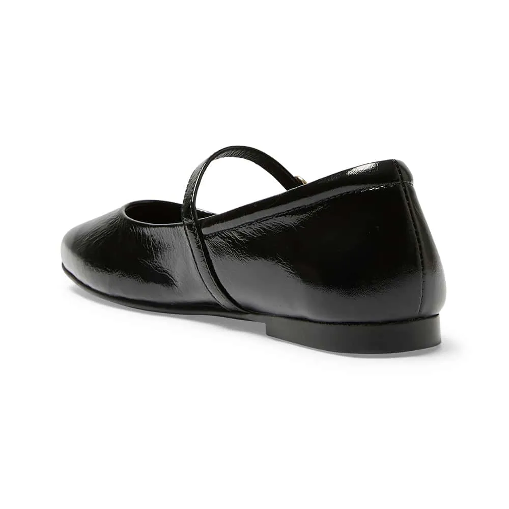 Athena Flat in Black Patent