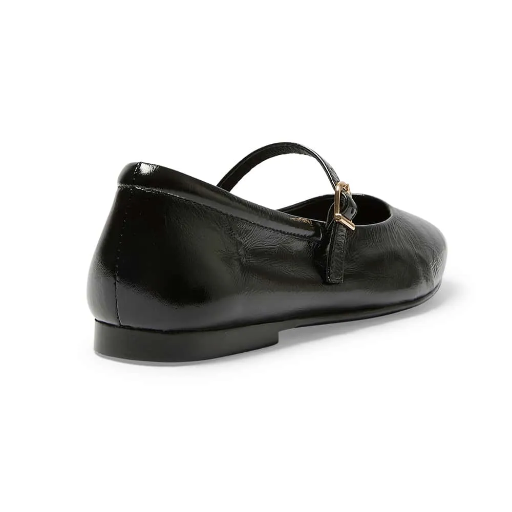 Athena Flat in Black Patent