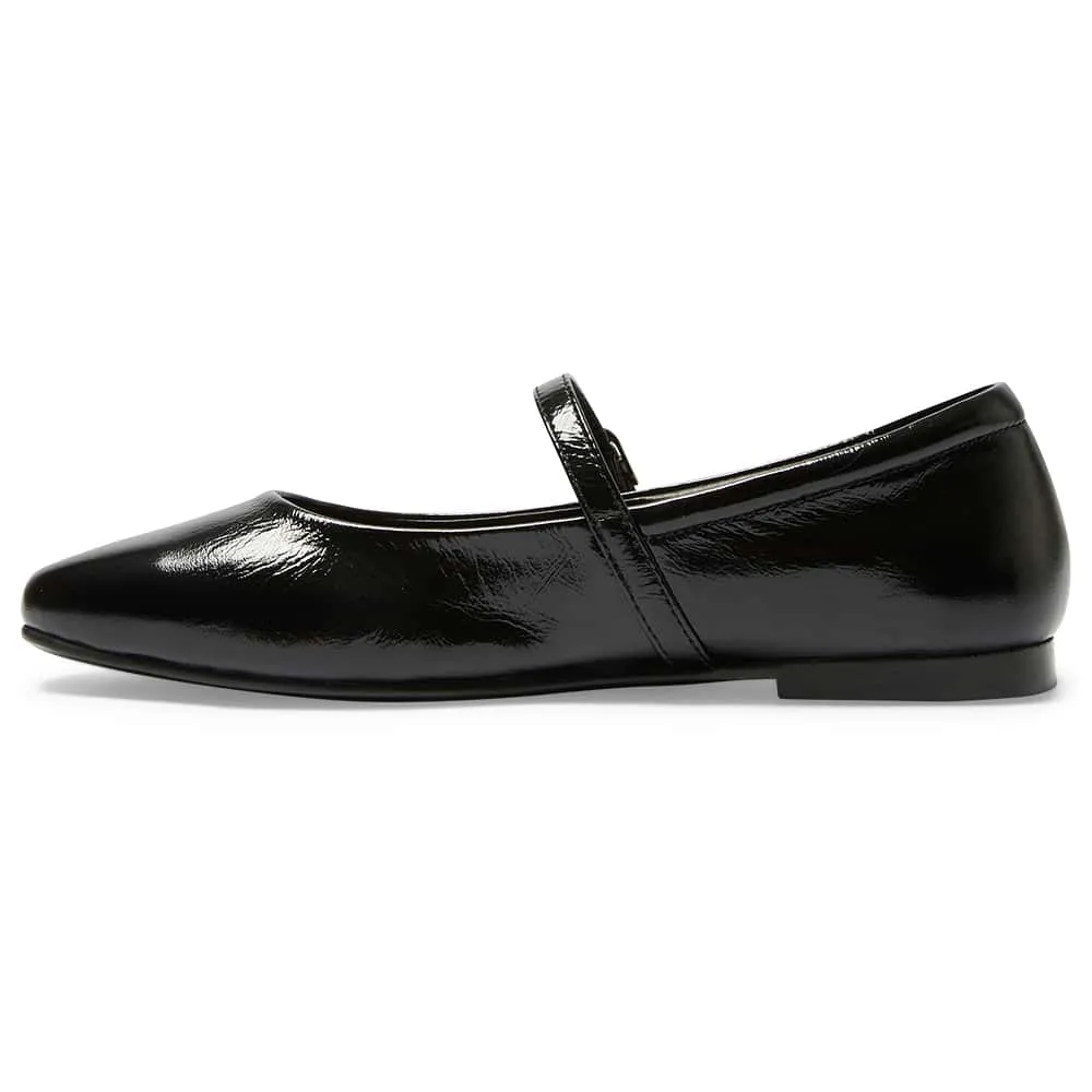 Athena Flat in Black Patent