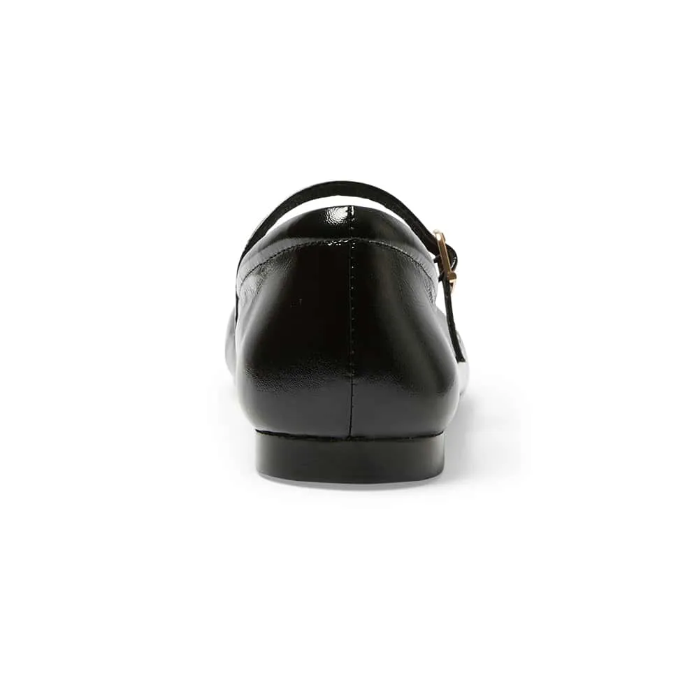 Athena Flat in Black Patent