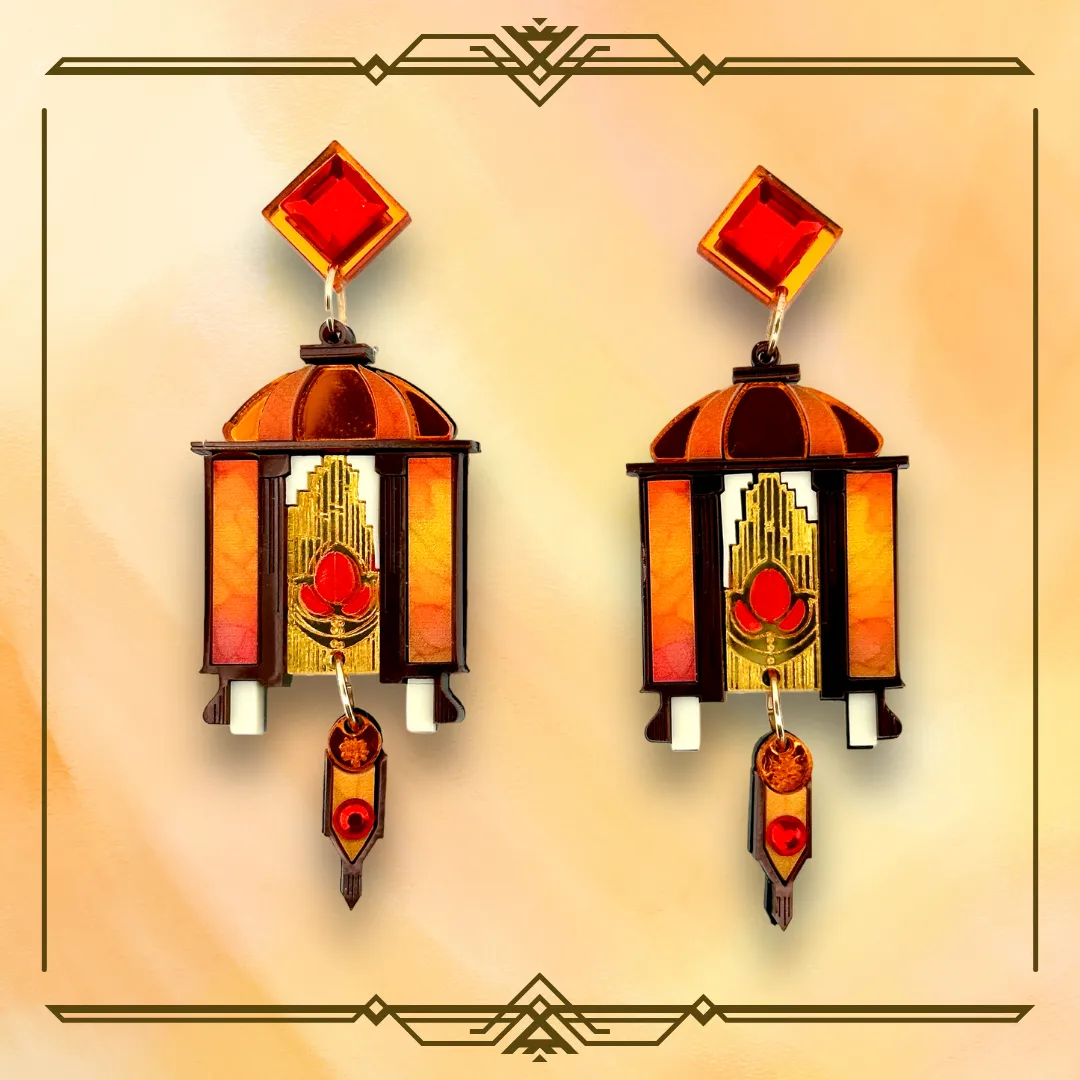 Autumn Art Deco Lantern 🍁 - Earrings - Set of 2