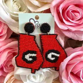BEADED GEORGIA STATE EARRINGS