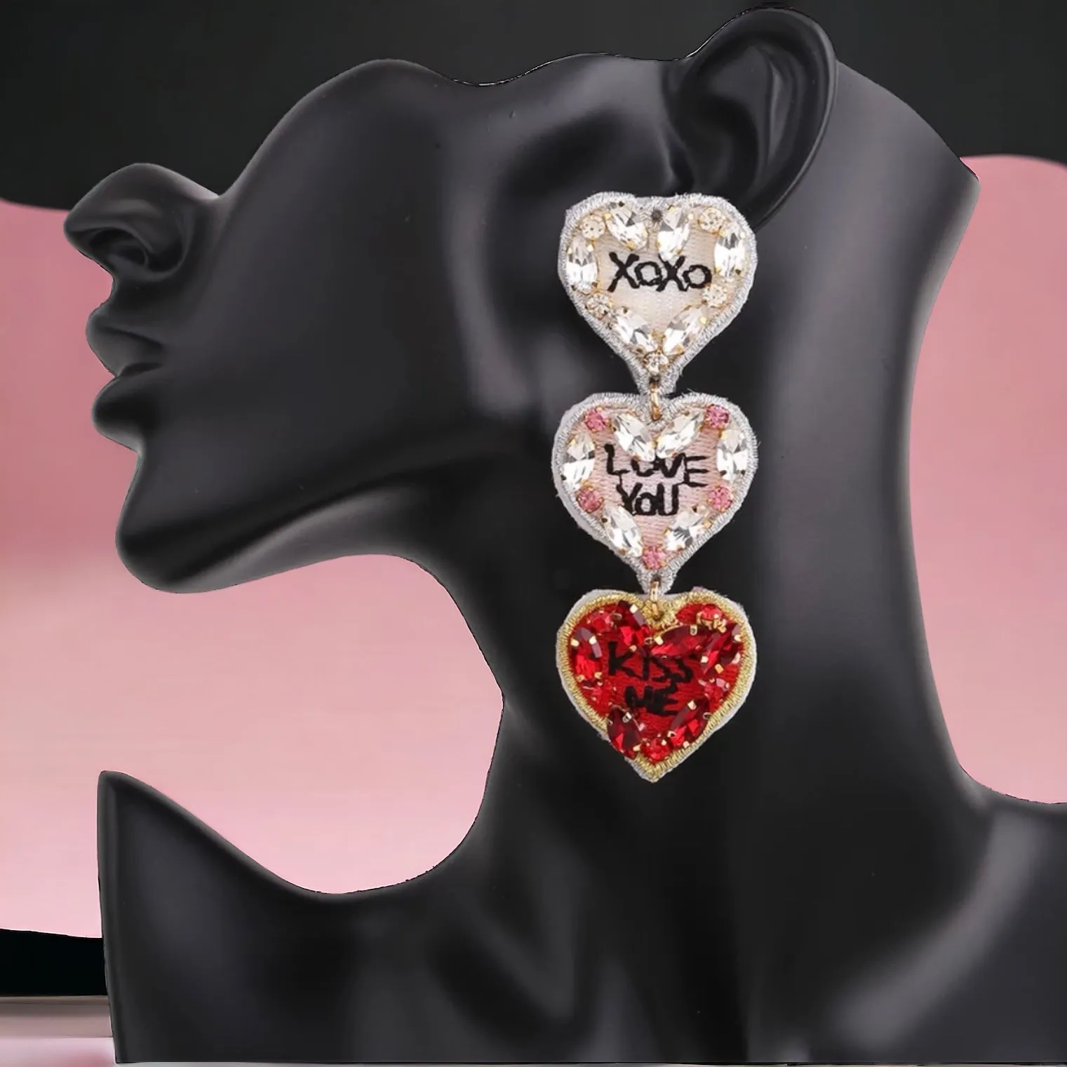 Beaded Heart Earrings - Beidal Shower, Valentine’s Day, Beaded Earrings, Valentine’s Earrings, Valentine Gift, Love Earrings, Heart Accessories, XOXO, I Love You