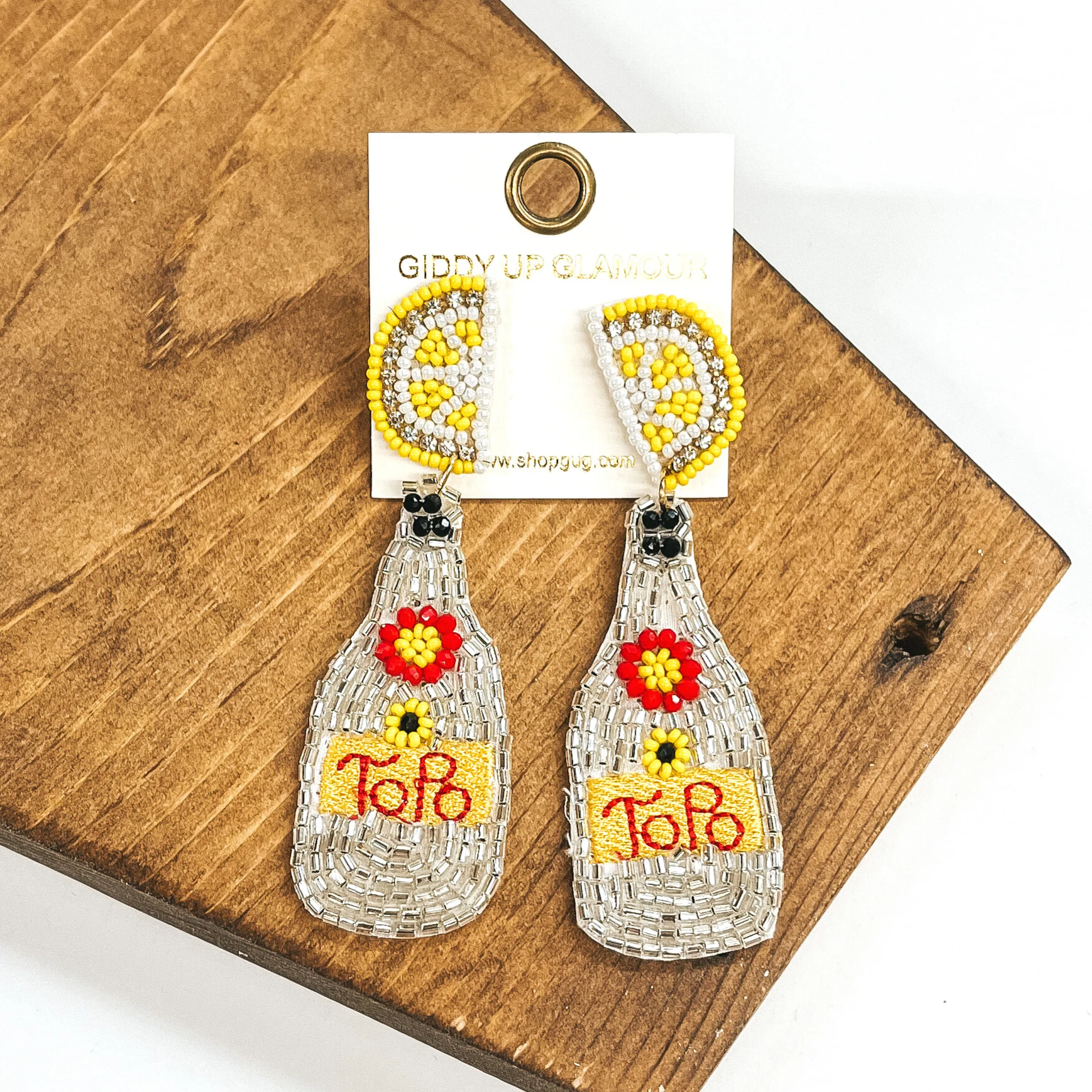 Beaded Mineral Water Bottle with Lemon Studs