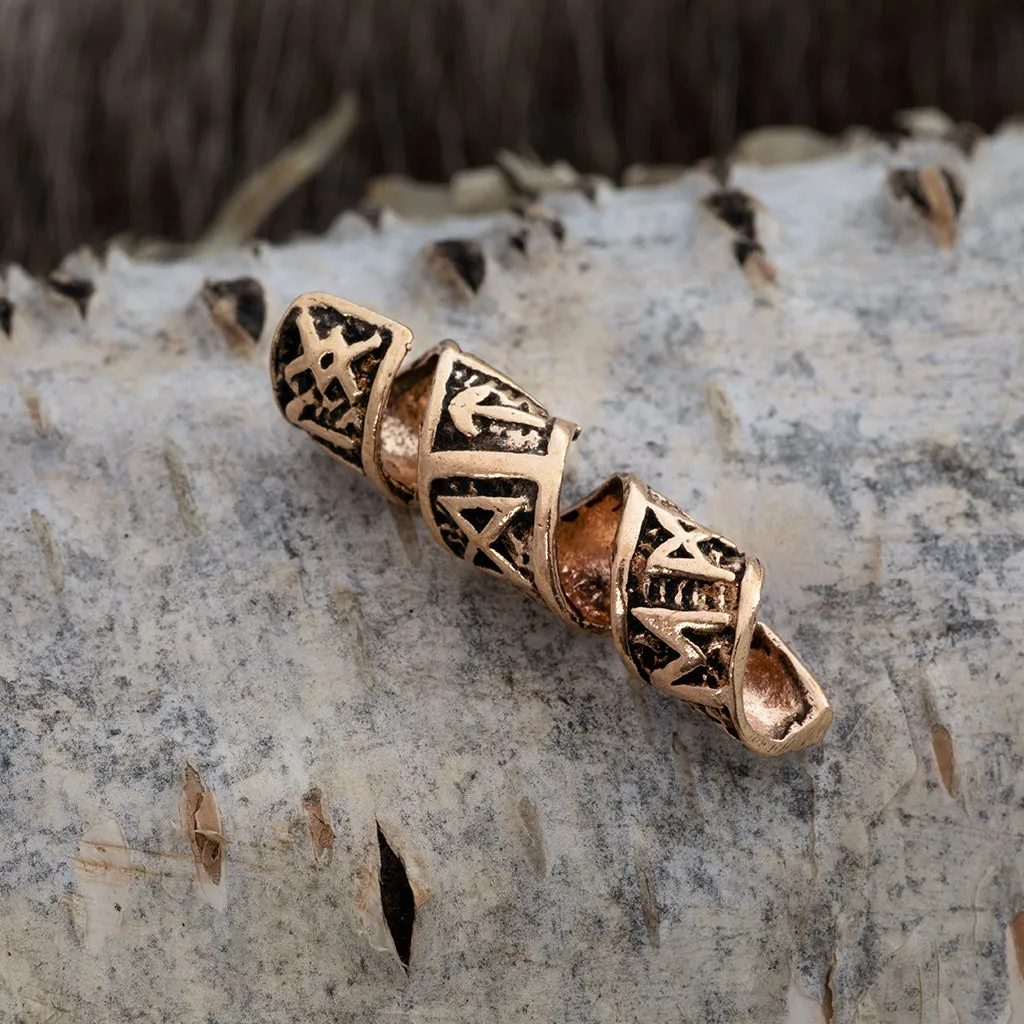 Beard/Hair Bead, Bronze with Runes