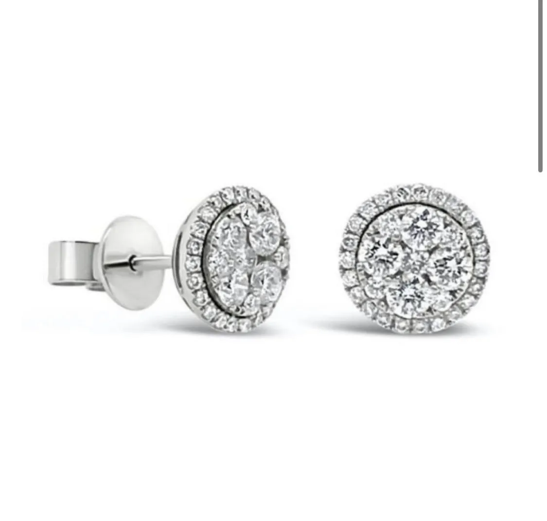 Big cluster halo earrings