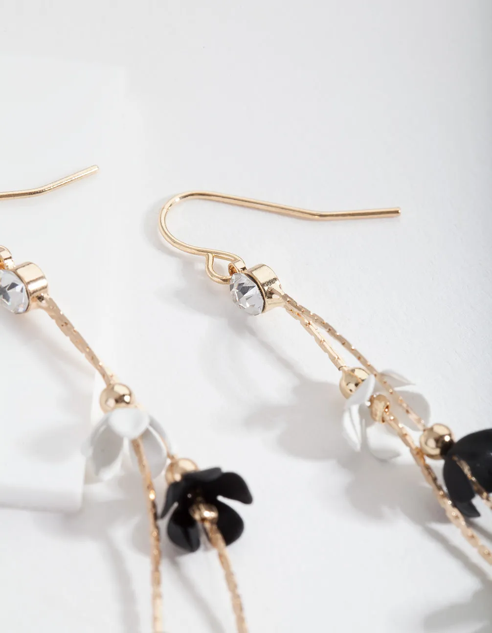 Black & White Flower Drop Earrings