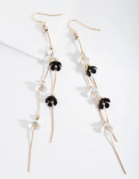 Black & White Flower Drop Earrings