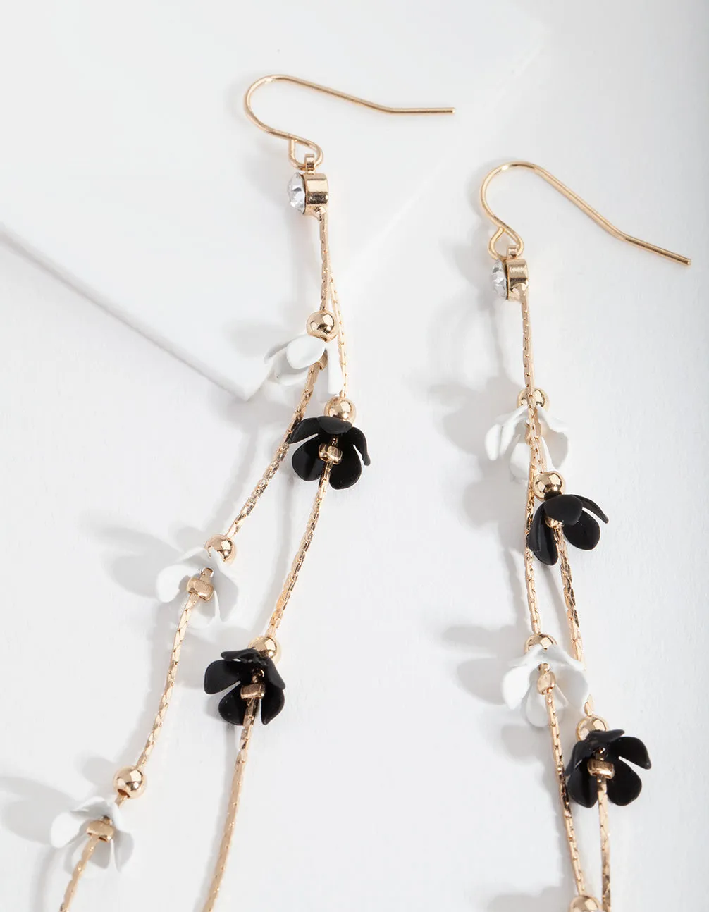 Black & White Flower Drop Earrings