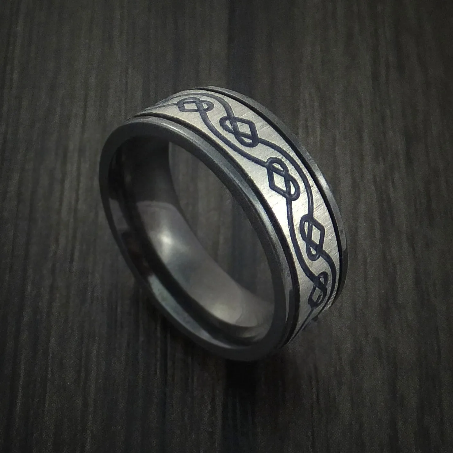 Black Zirconium Celtic Heart Men's Ring Irish Knot Design Band