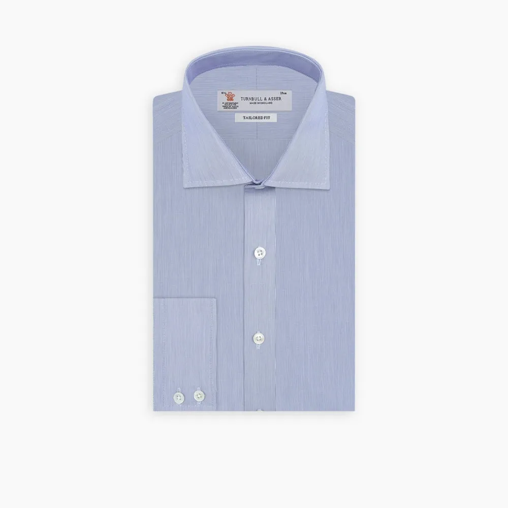 Blue Hairline Stripe Tailored Fit Shirt with Kent Collar and Double Cuffs