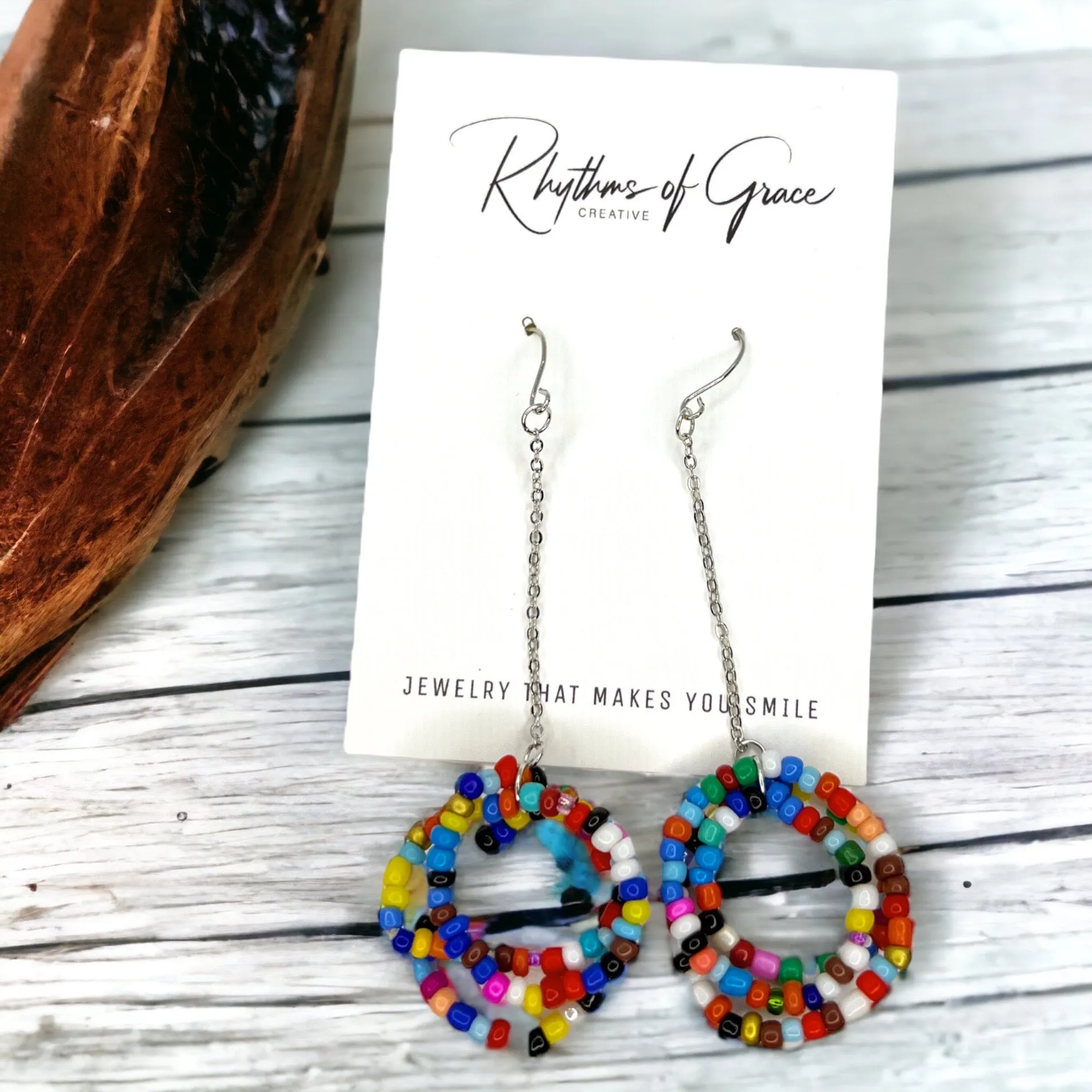 Boho Beaded Earrings - Bead Earrings, Boho Earrings, Bohemian Style, Rainbow Earrings, Beaded Accessories, Handmade Jewelry