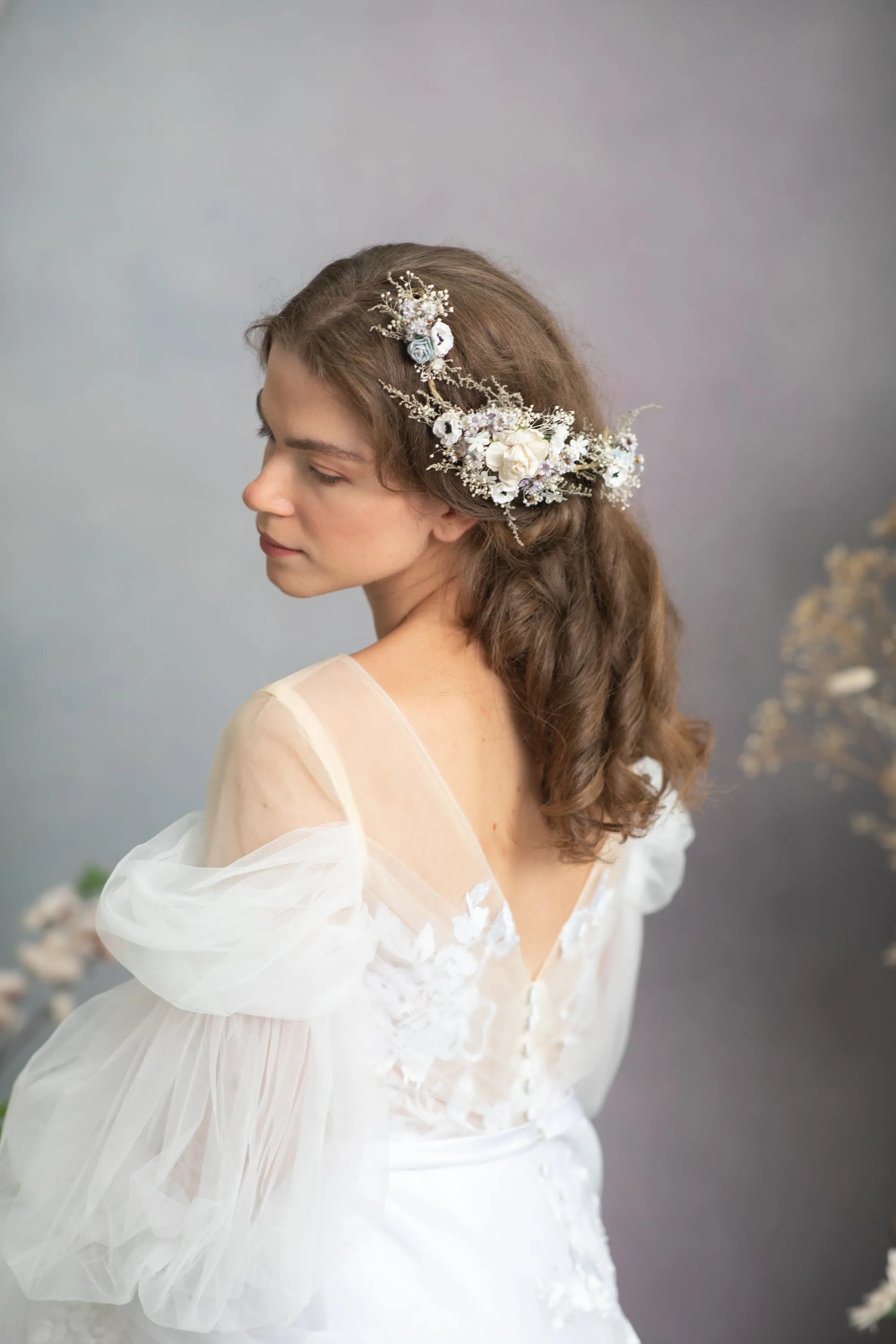Bridal pastel flower hair vine
