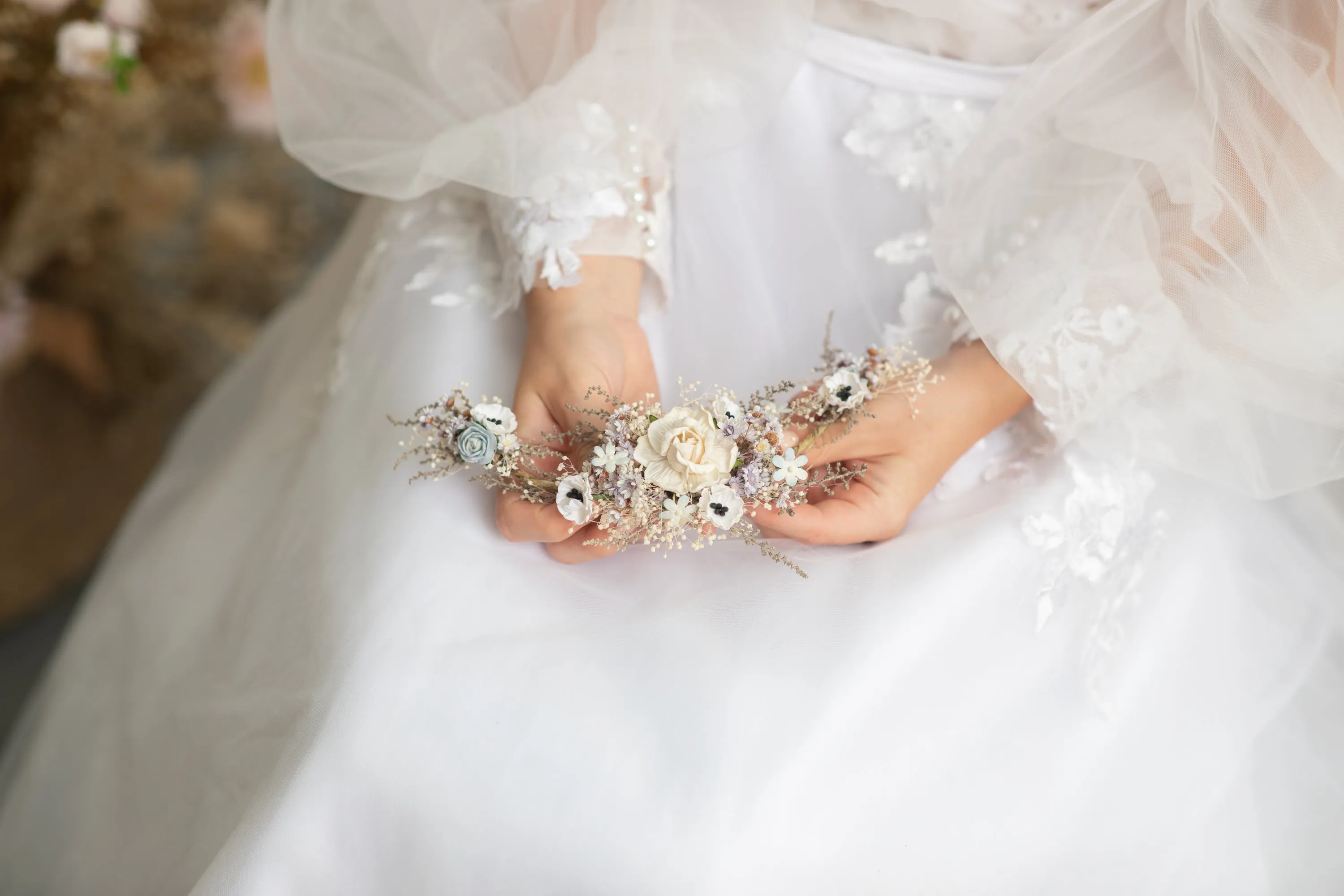 Bridal pastel flower hair vine
