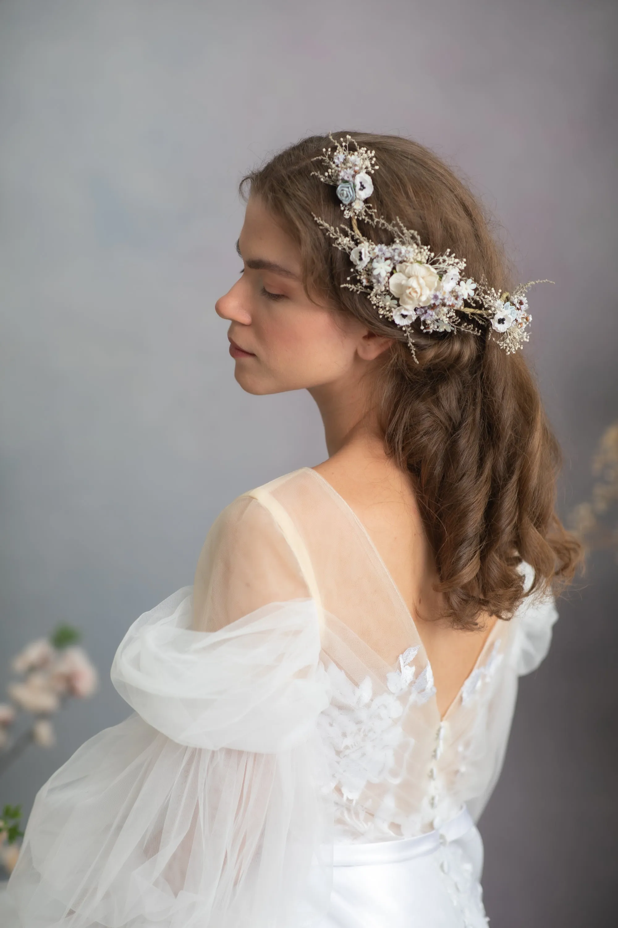 Bridal pastel flower hair vine