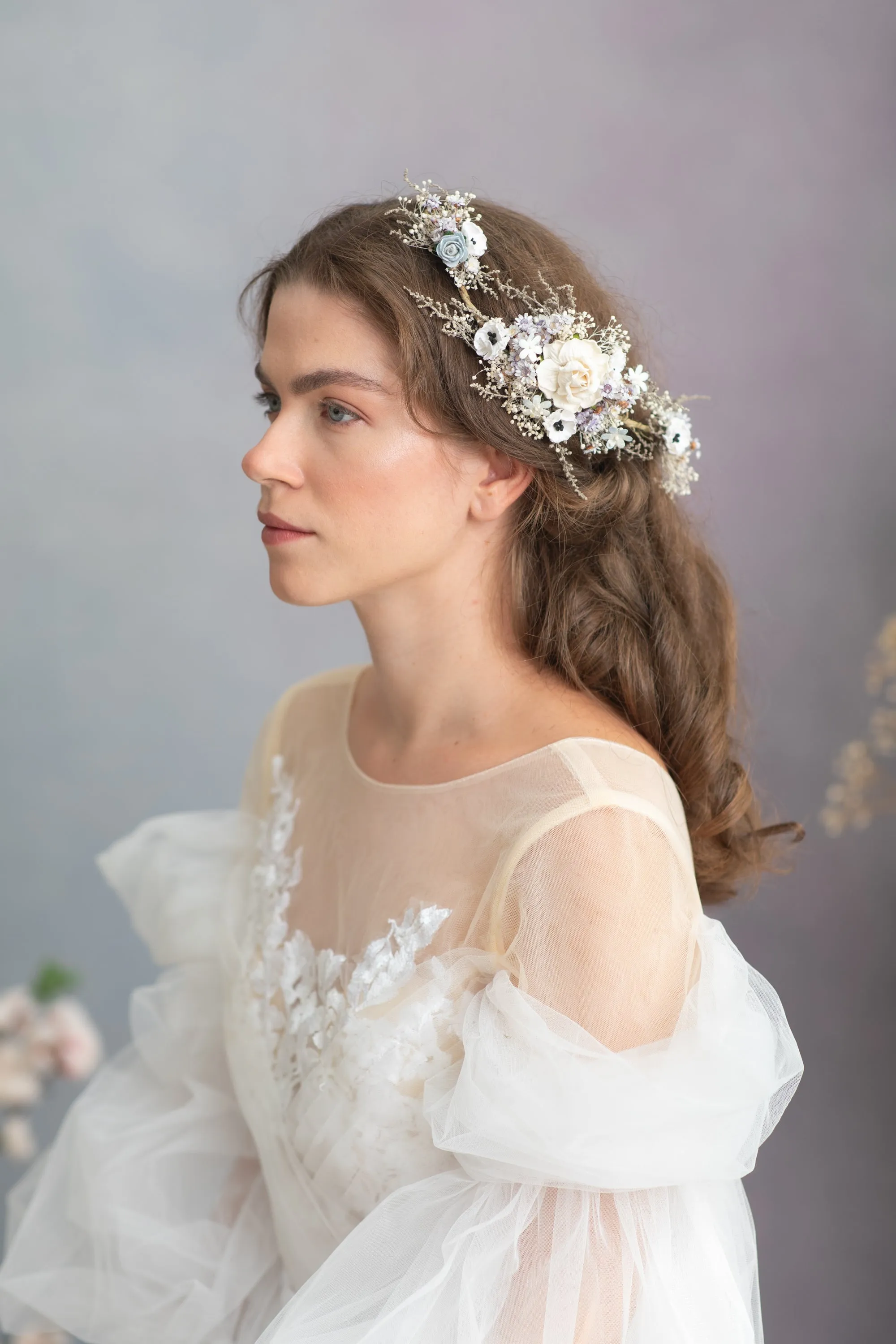 Bridal pastel flower hair vine