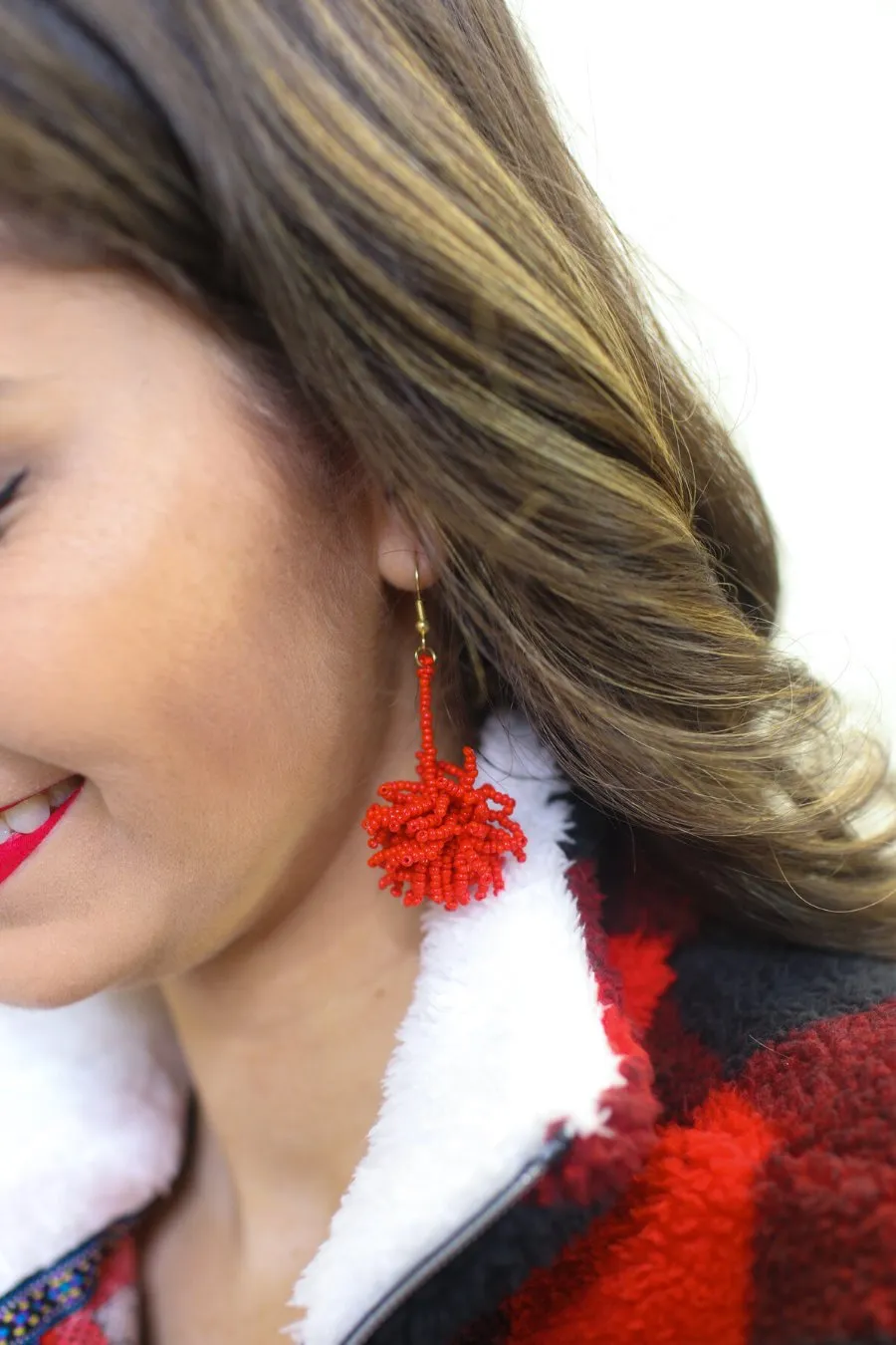 Broadway Beaded Pom Earrings