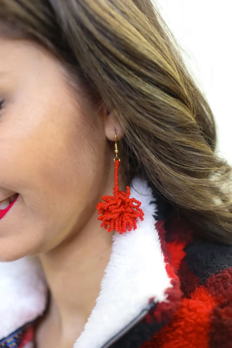 Broadway Beaded Pom Earrings