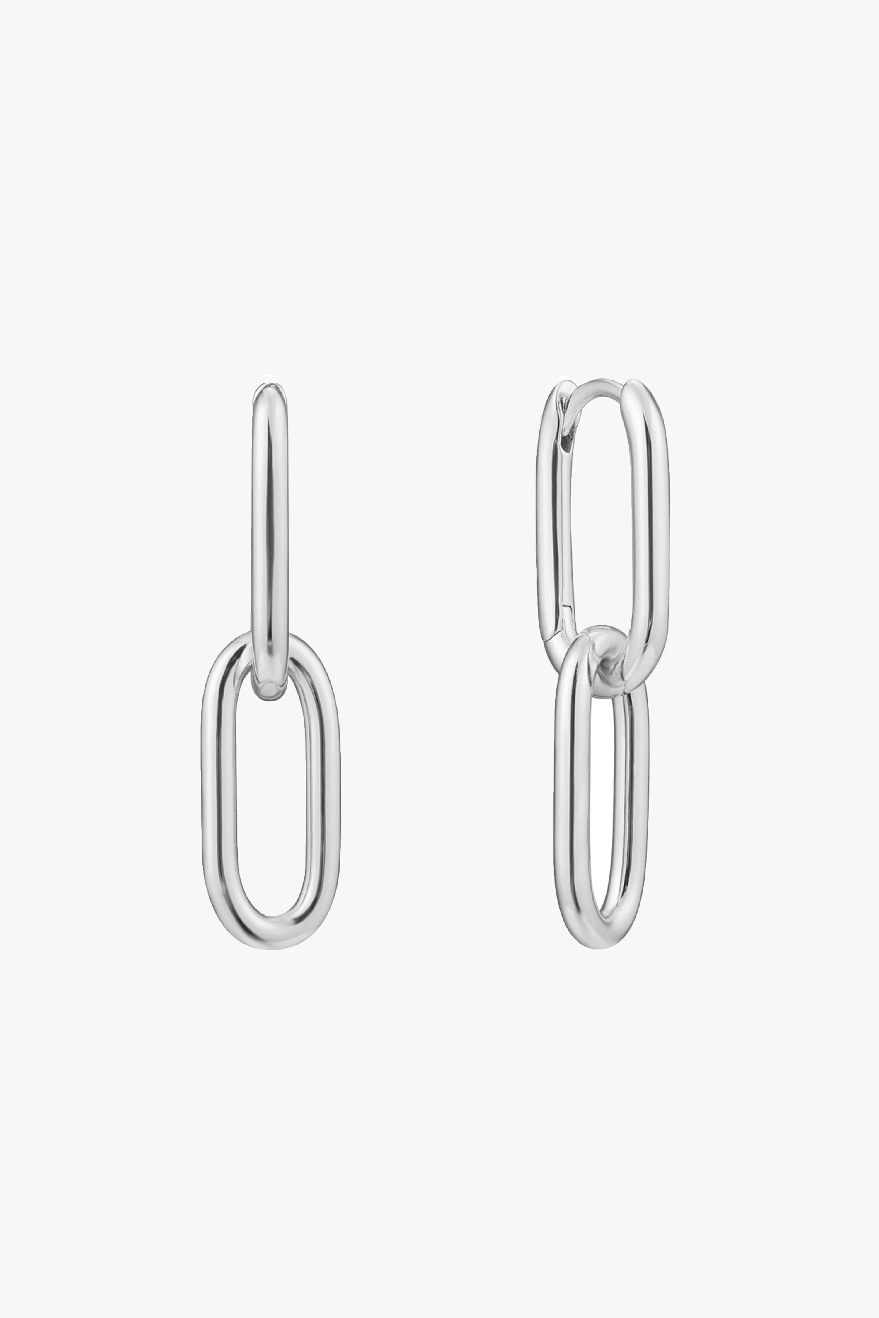 Chain Reaction Cable Link 2 In 1 30mm Silver Earrings EOL