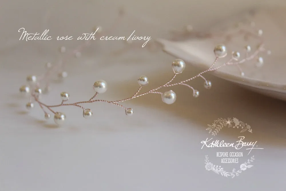 Cherize Bridal Pearl Hair Vine - Bridal wreath - Gold, silver, rose gold options FROM: