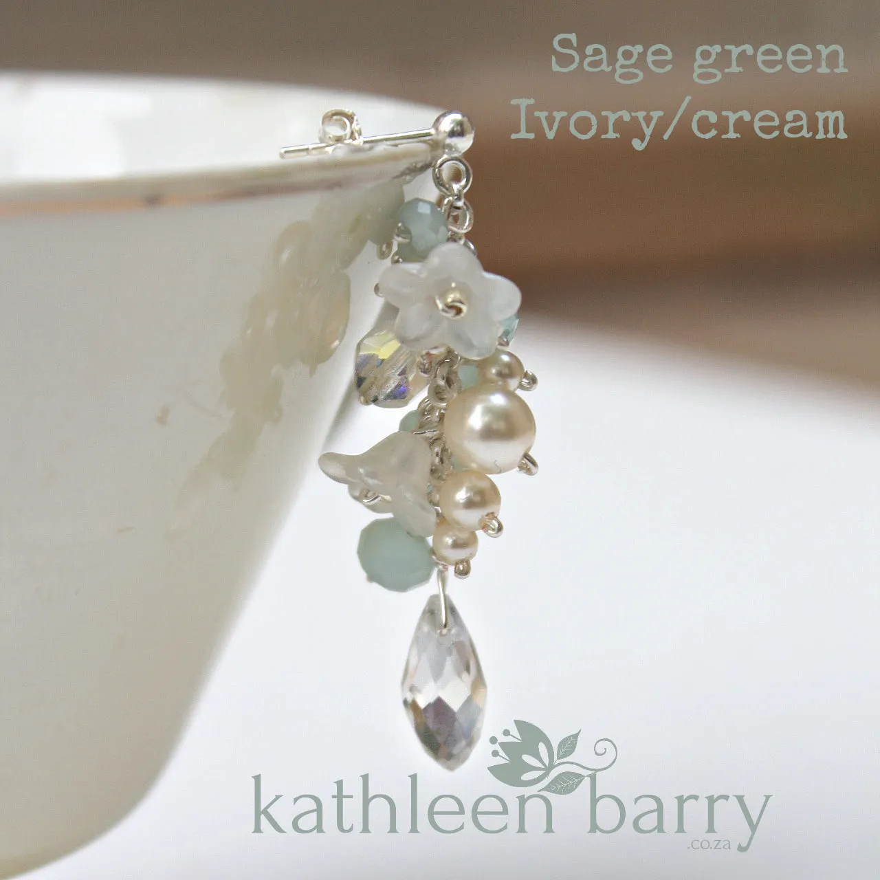 Christine earrings - Blush Pink or Off-white - Rose gold, pale gold or silver