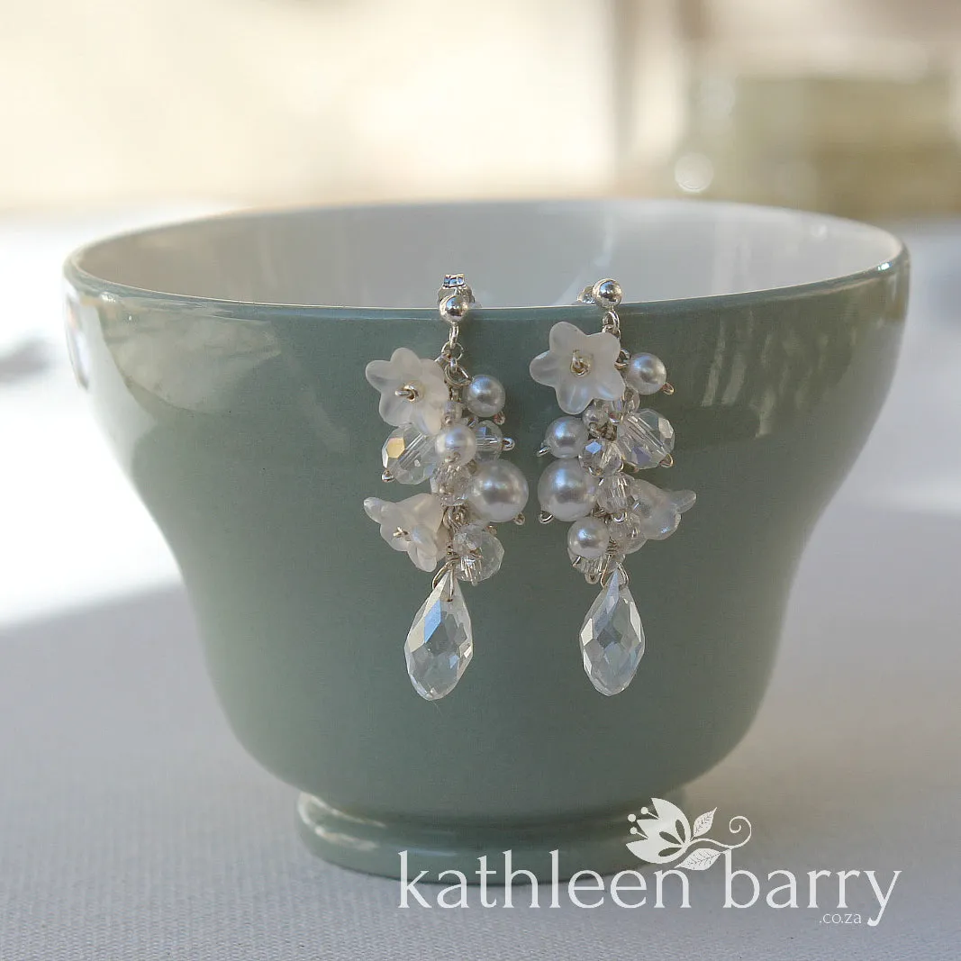 Christine earrings - Blush Pink or Off-white - Rose gold, pale gold or silver