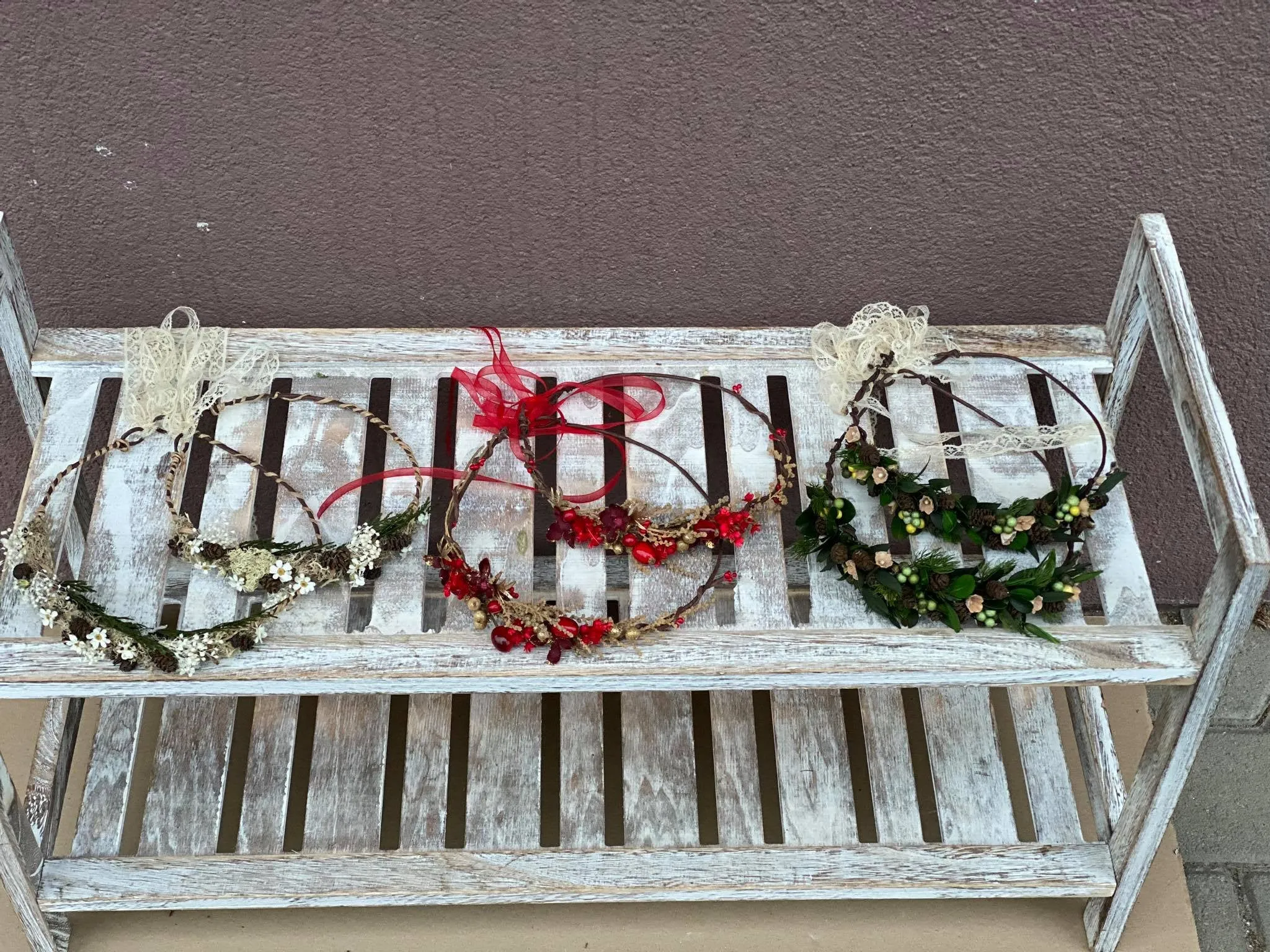 Christmas mom and daughter hair crown Red flower hair wreaths Winter photoshoot Mummy and daughter photoshoot Xmas present Magaela handmade