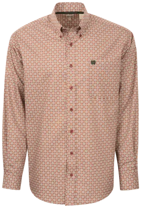 Cinch Linear Print Button-Front Shirt - Red