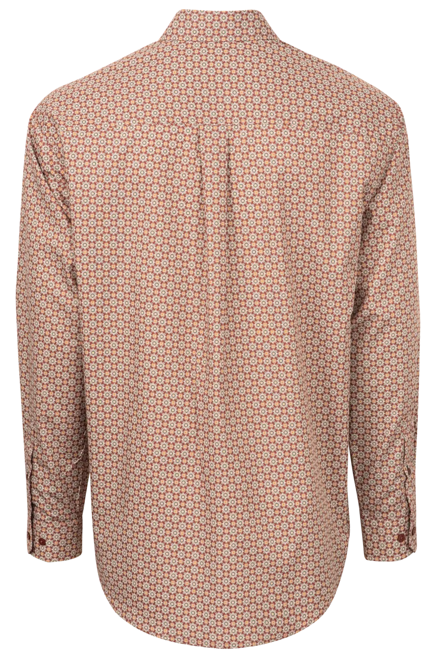 Cinch Linear Print Button-Front Shirt - Red