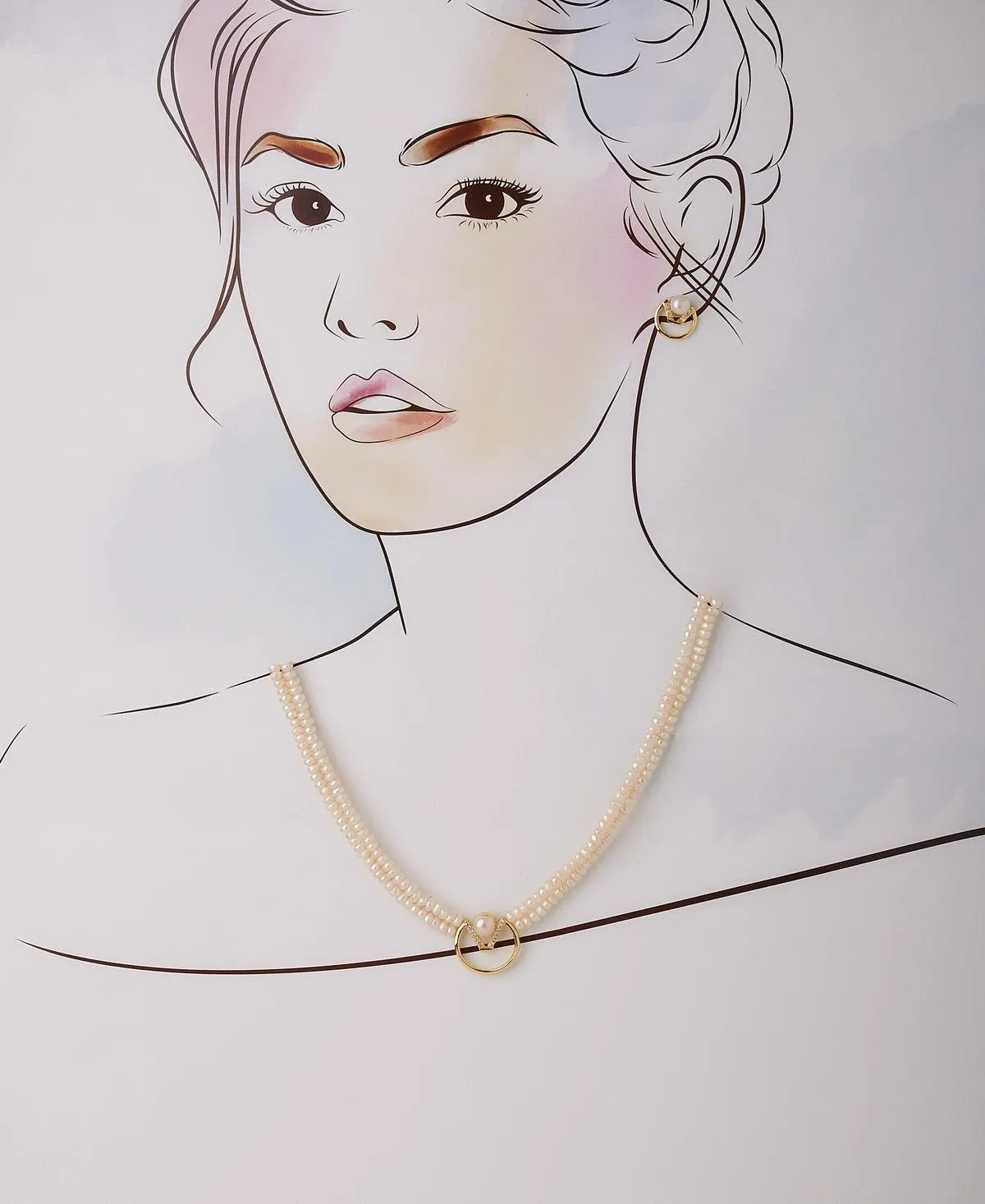 Classy Real Pearl Necklace Set