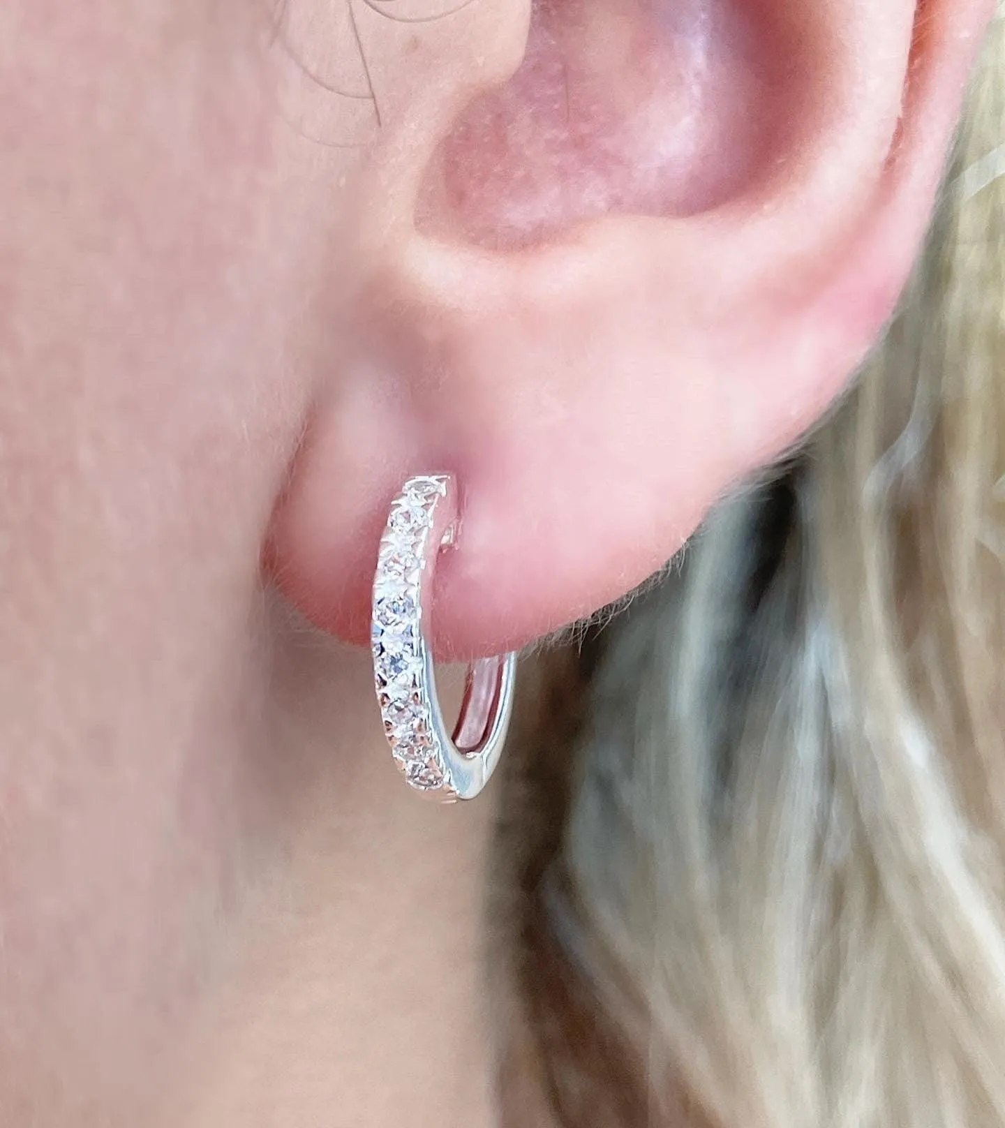 Clear Cubic Zirconia Huggie Stud Earrings