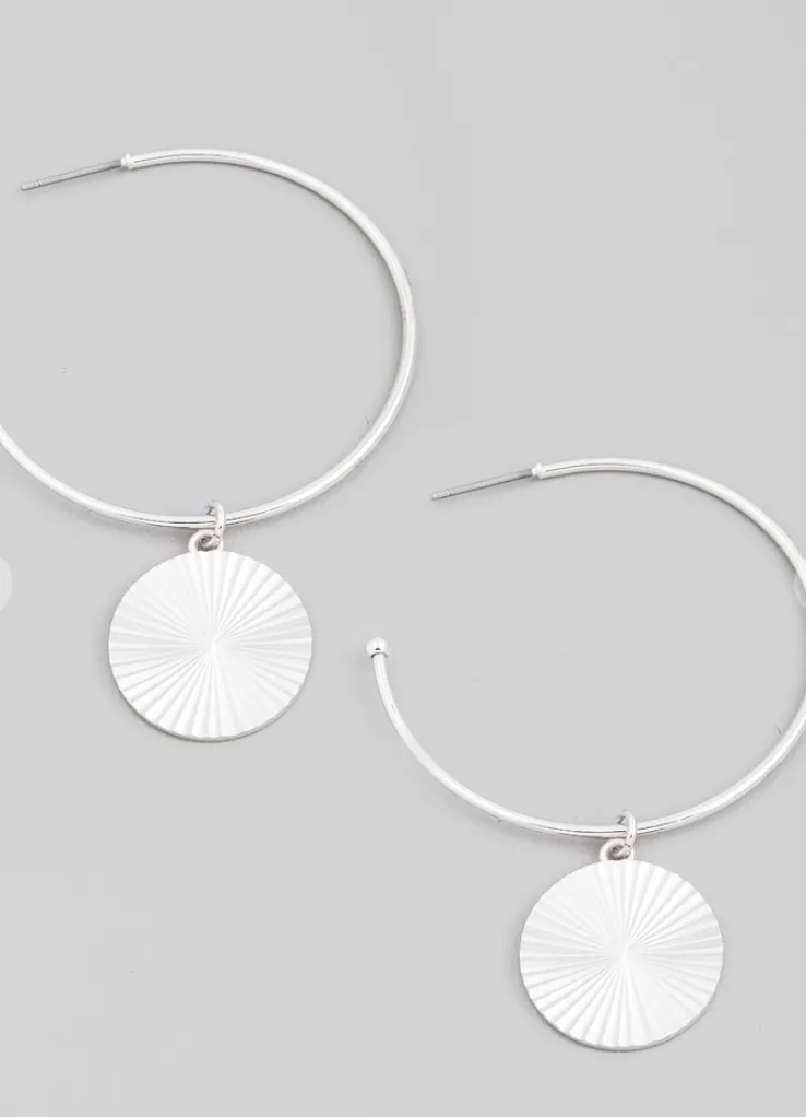 Coin Drop Open Hoop Earrings