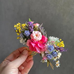 Colourful flower hair comb
