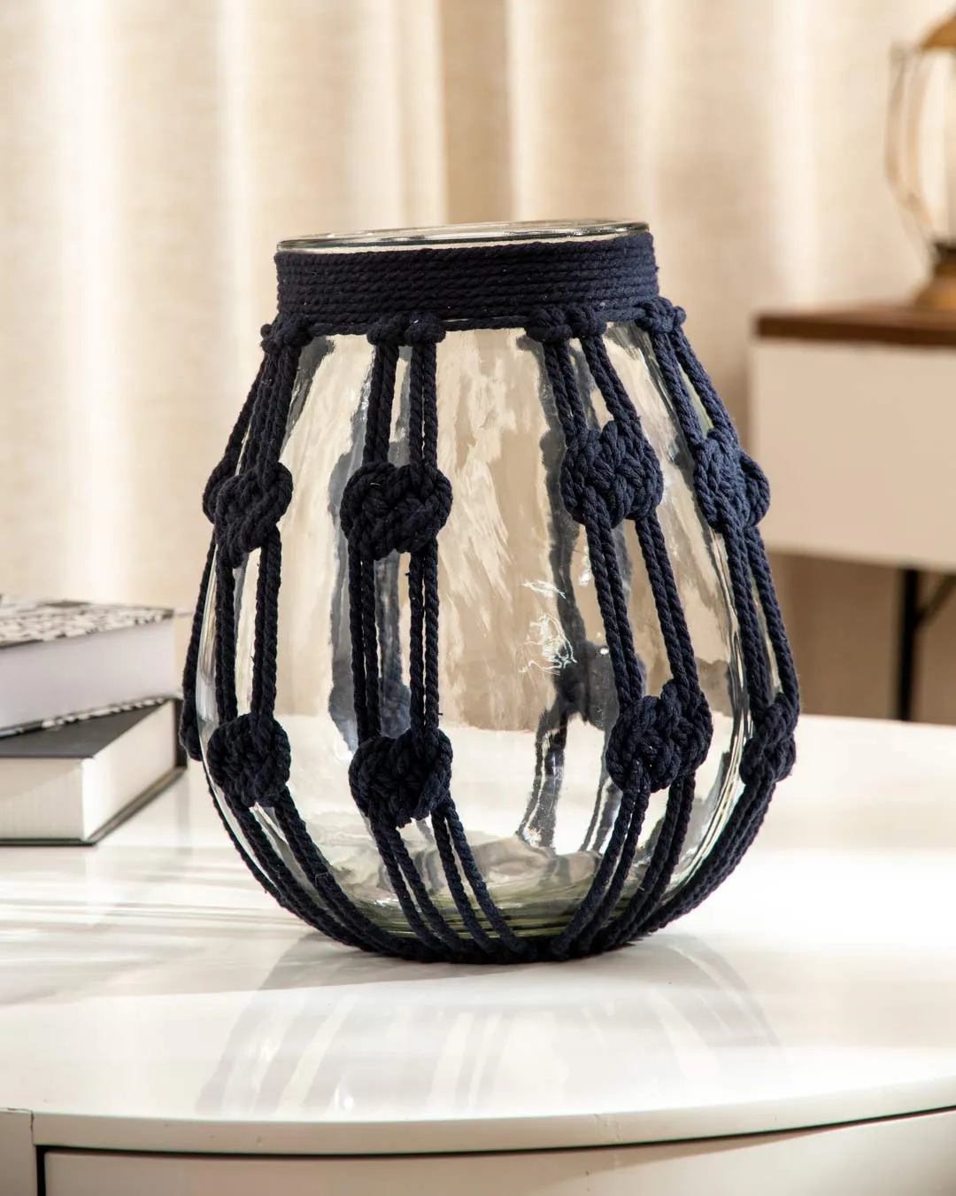 'Crafting with Knots' Macrame Glass Vase - Large