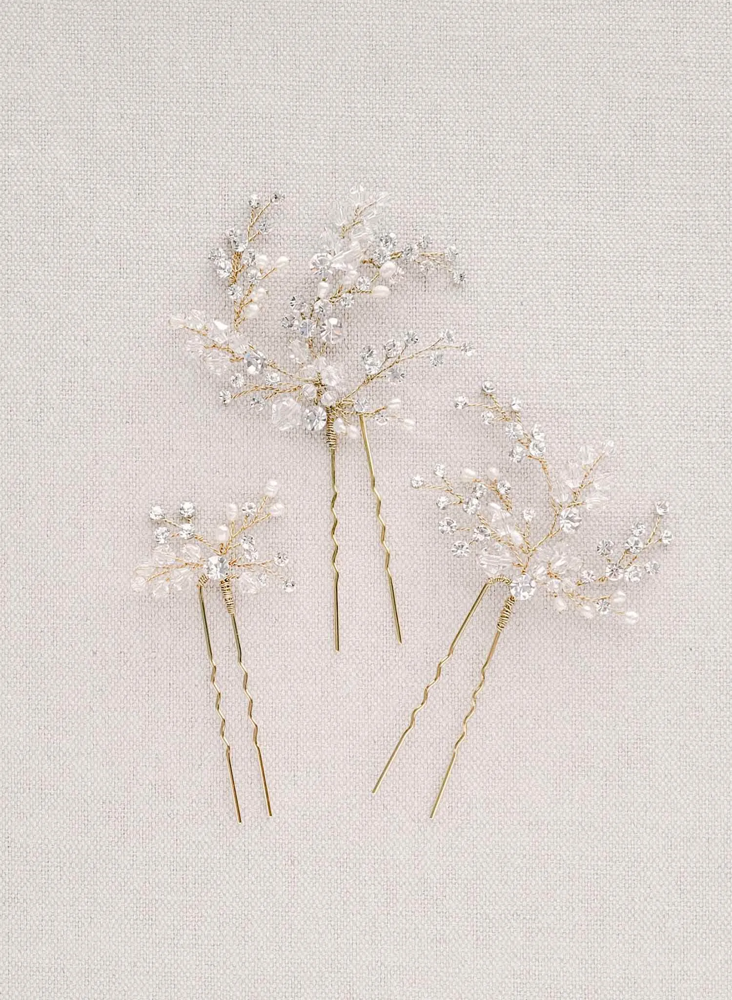 Crystal baby's breath hair pin set of 3 - Style #2117