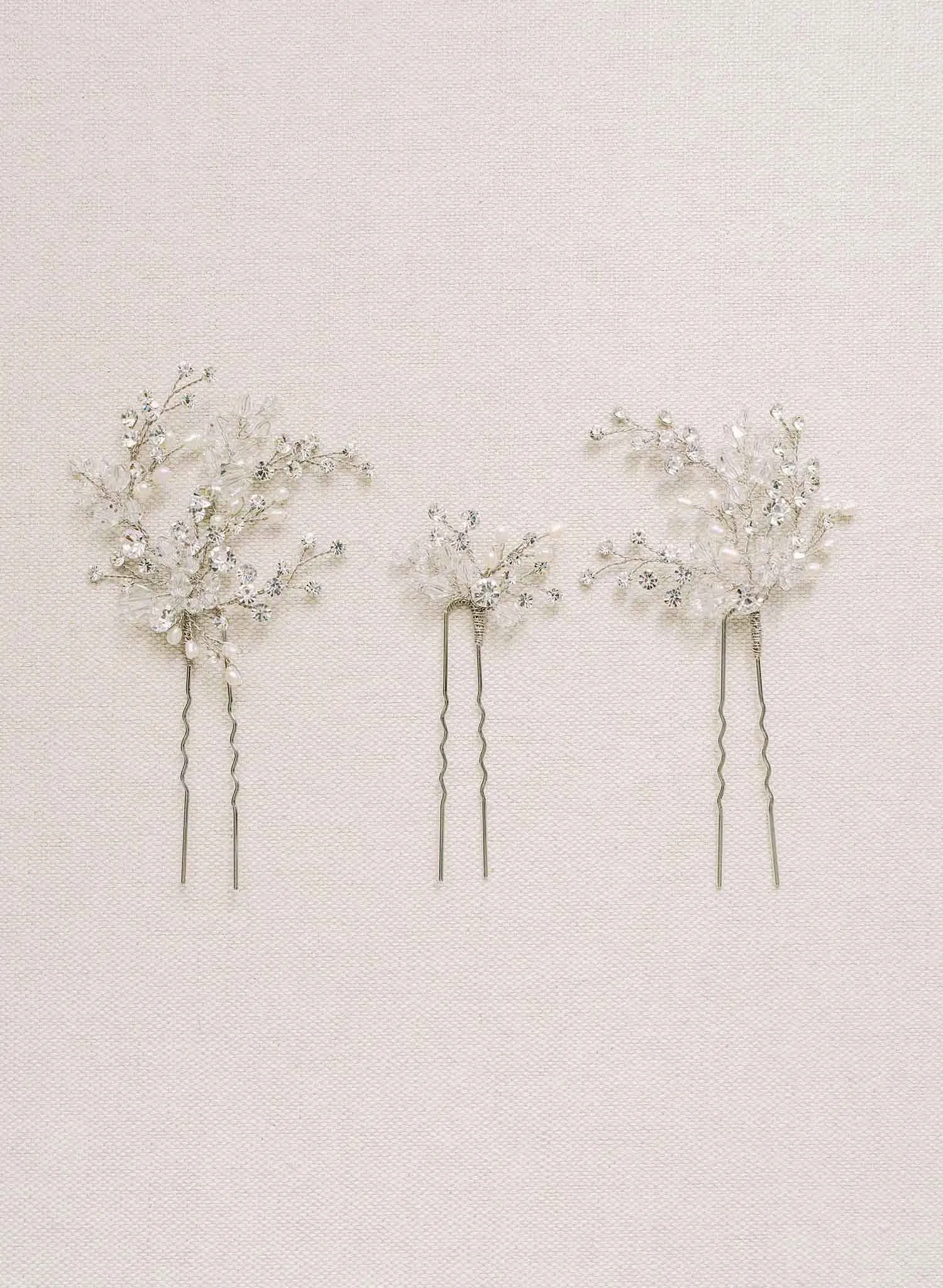 Crystal baby's breath hair pin set of 3 - Style #2117