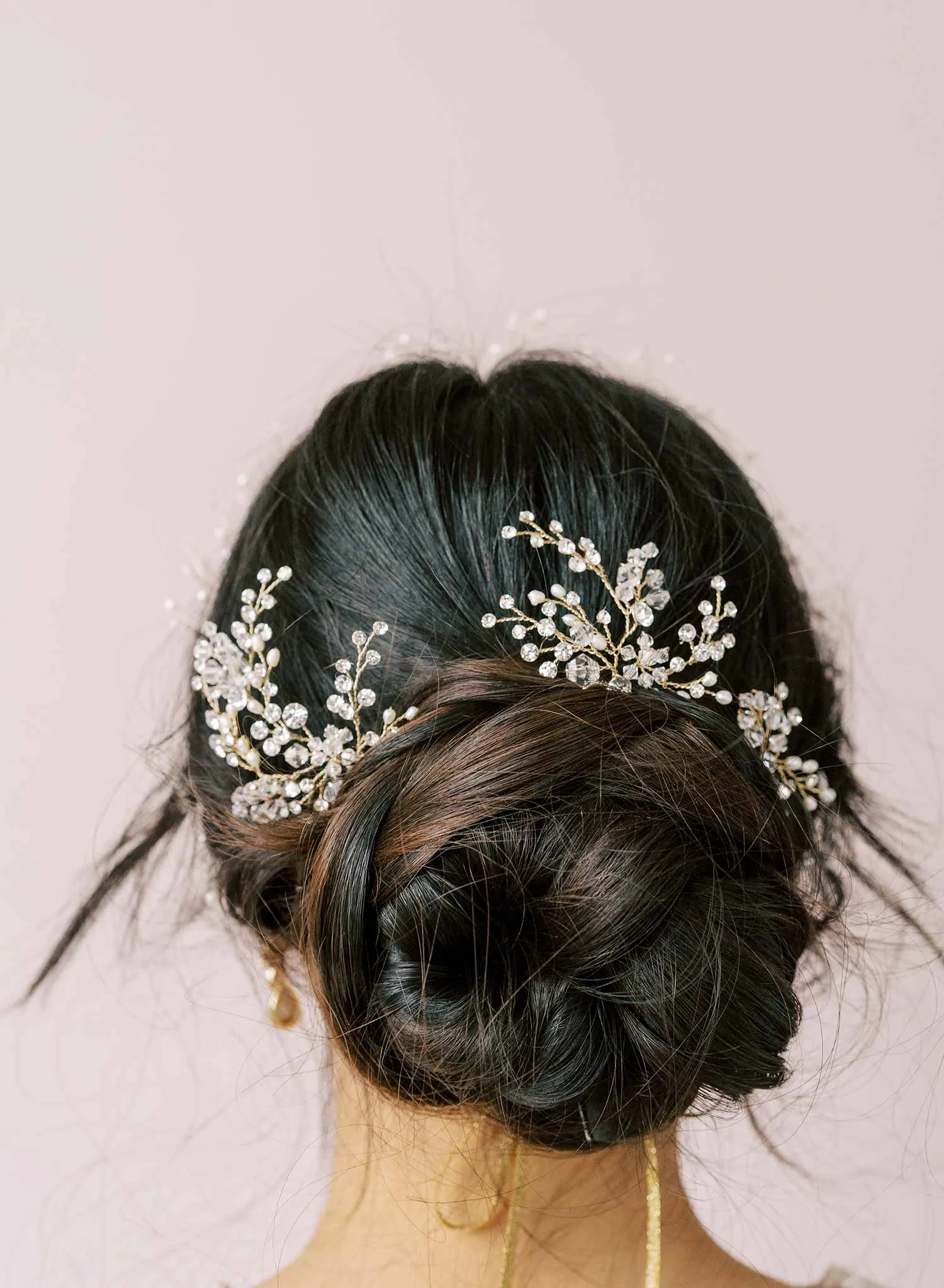 Crystal baby's breath hair pin set of 3 - Style #2117