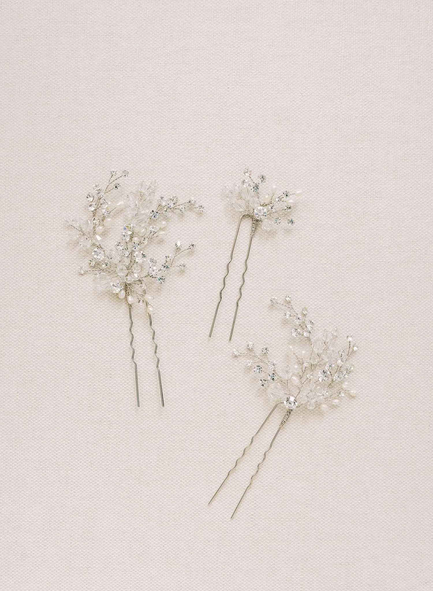 Crystal baby's breath hair pin set of 3 - Style #2117
