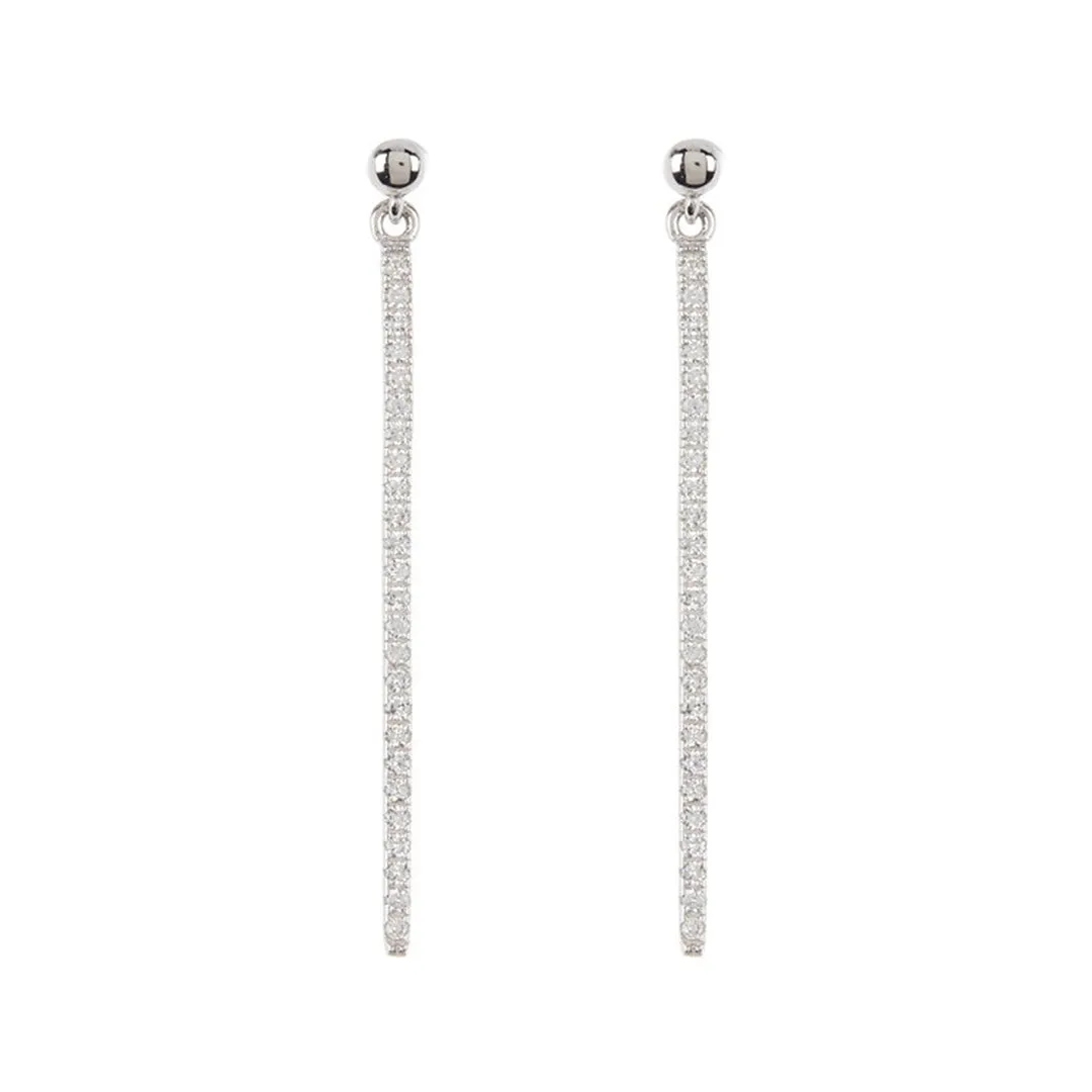 Crystal Linear Drop Earrings silver