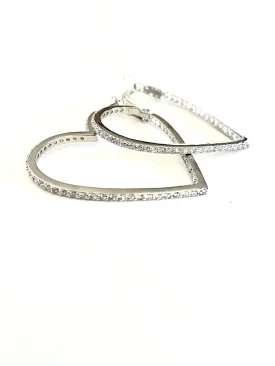 CZ Open Heart Hoop Earring