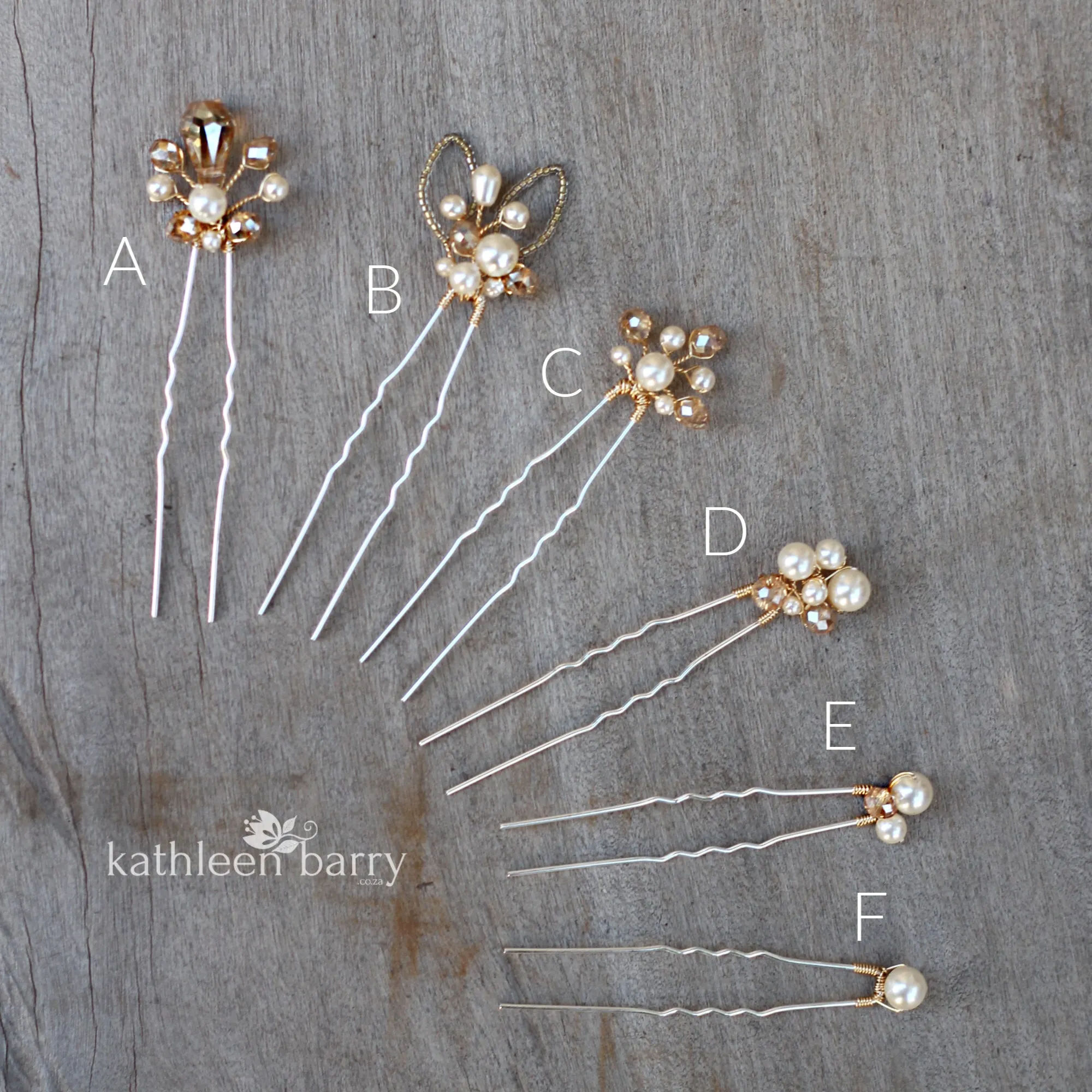 Danita hair pins (simple styles) assorted styles mix and match - assorted finishes available (prices vary)