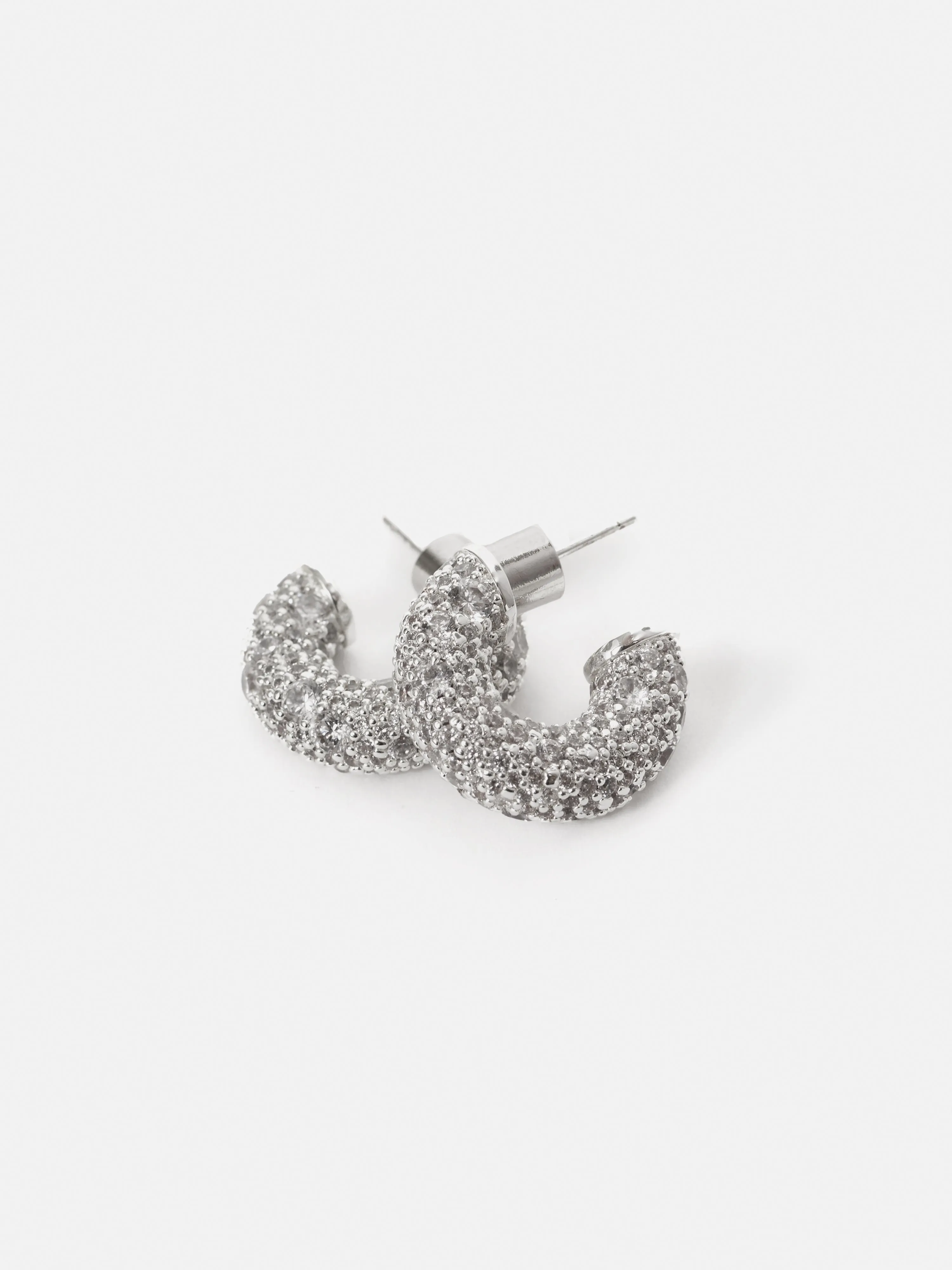 Diamante Hoop Earrings | Silver