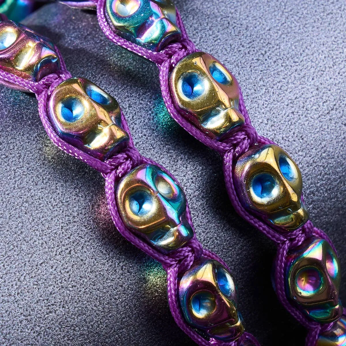 Divination | Rainbow Skulls x Violet | Macrame Bracelet