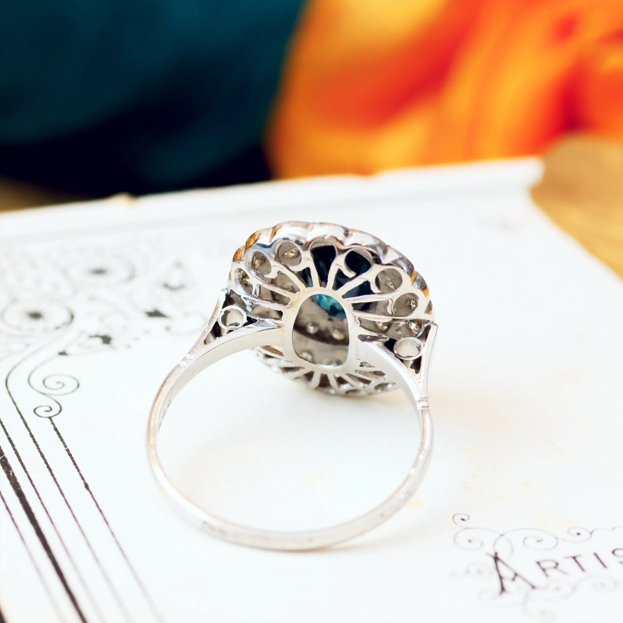 Drama Queen! Vintage Sapphire & Diamond Cluster Cocktail Ring